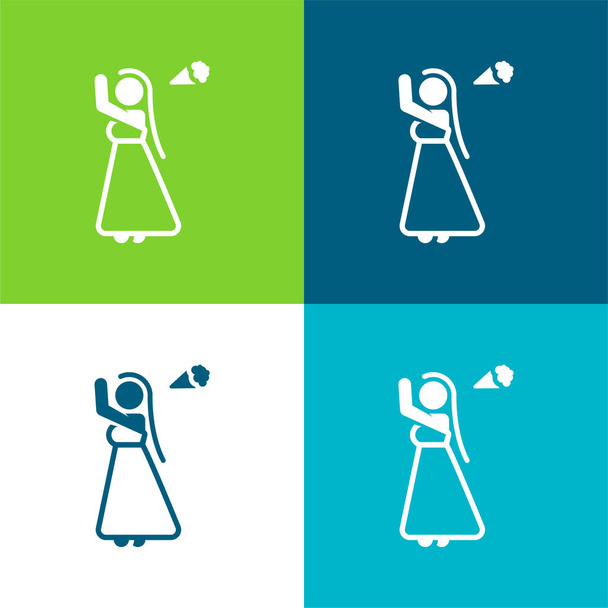 Невеста плоские четыре цвета минимальный набор значков - Вектор,изображение