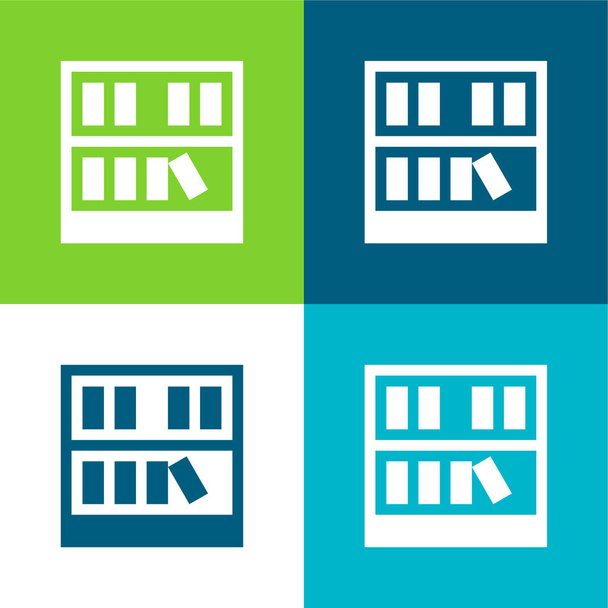 Könyvespolc Lakás négy szín minimális ikon készlet - Vektor, kép
