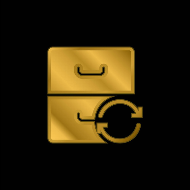 Archief vergulde metalen icoon of logo vector - Vector, afbeelding