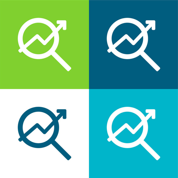 Analytics Set icona minimale a quattro colori piatto - Vettoriali, immagini