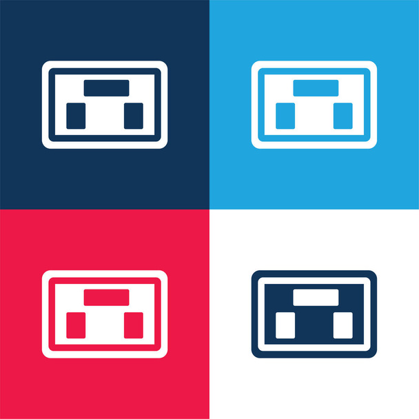 American Football Scores blauw en rood vier kleuren minimale pictogram set - Vector, afbeelding