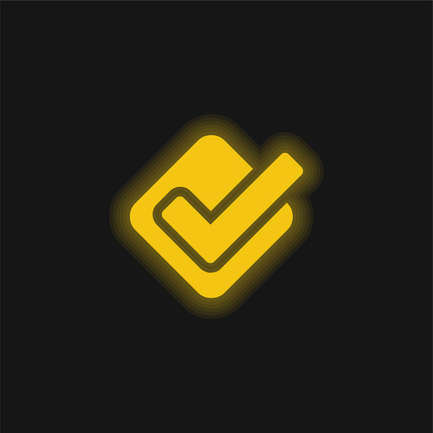 Accept yellow glowing neon icon - Vector, Image