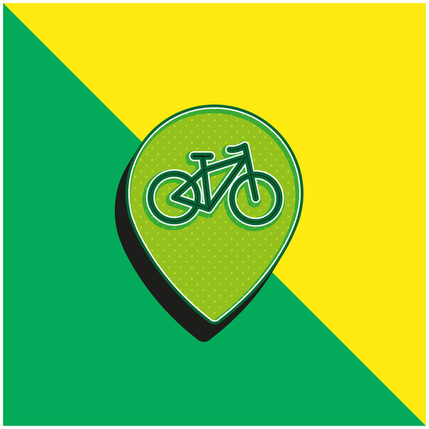 自転車ゾーン信号緑と黄色の近代的な3Dベクトルアイコンのロゴ - ベクター画像