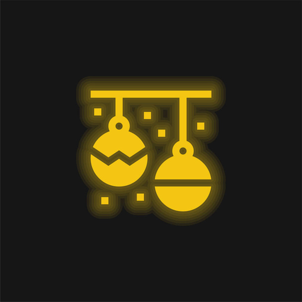 Bauble yellow glowing neon icon - Vector, Image