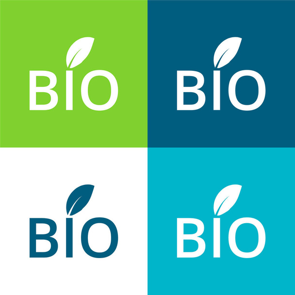 Bio Energy Symbol Conjunto de ícones mínimos de quatro cores planas - Vetor, Imagem