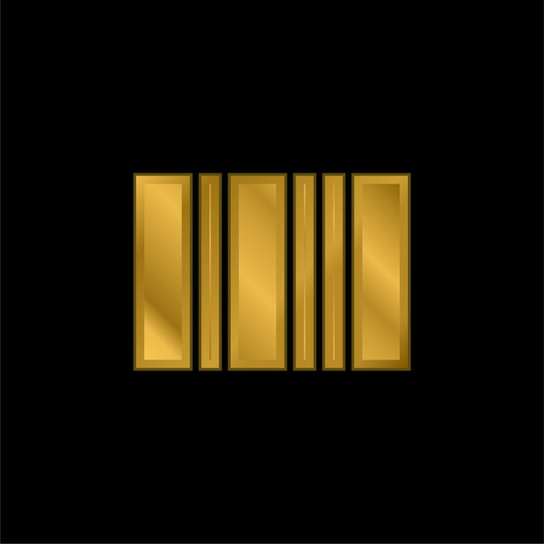 Bar Code gold plated metalic icon or logo vector - Vector, Image