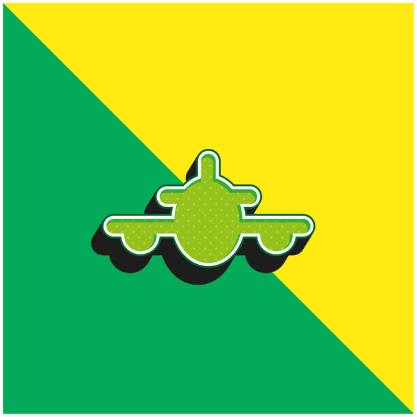 Letadlo Zelená a žlutá moderní 3D vektorové logo ikony - Vektor, obrázek