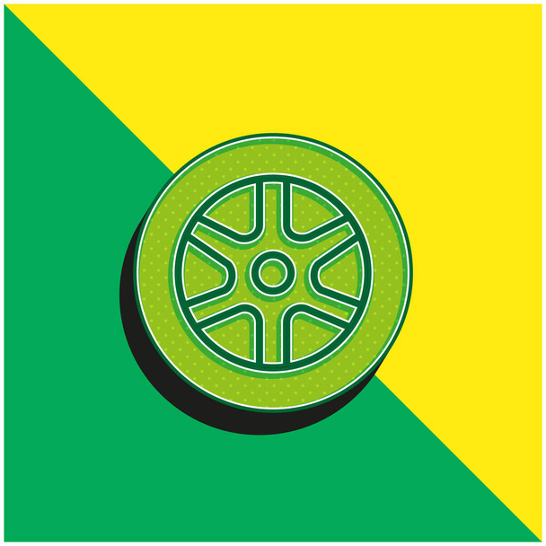 Alloy Wheel Πράσινο και κίτρινο σύγχρονο 3d εικονίδιο διάνυσμα λογότυπο - Διάνυσμα, εικόνα