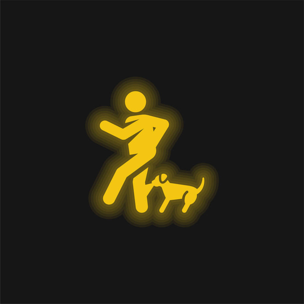 Bite żółty świecący neon ikona - Wektor, obraz
