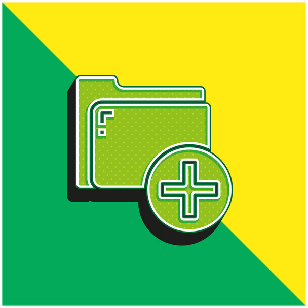Voeg groen en geel moderne 3D vector pictogram logo toe - Vector, afbeelding