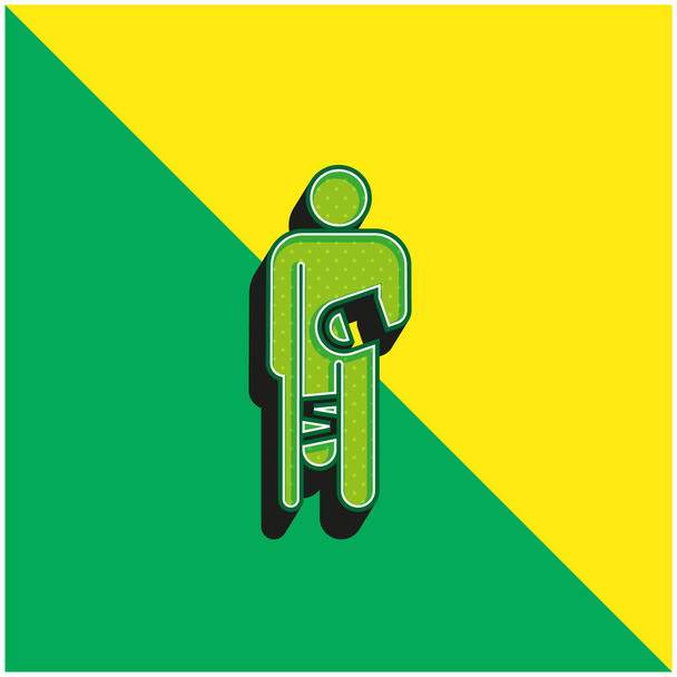 Accidente verde y amarillo moderno 3d vector icono logotipo - Vector, Imagen