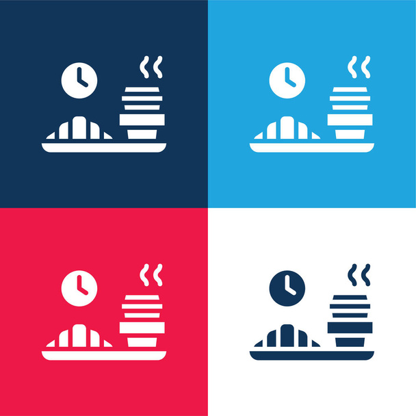 Break blue and red four color minimal icon set - Vector, Image