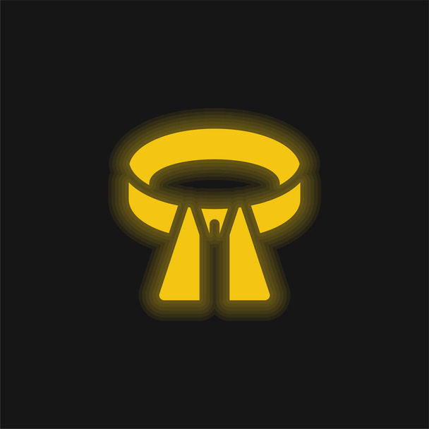 Cinturón amarillo brillante icono de neón - Vector, Imagen