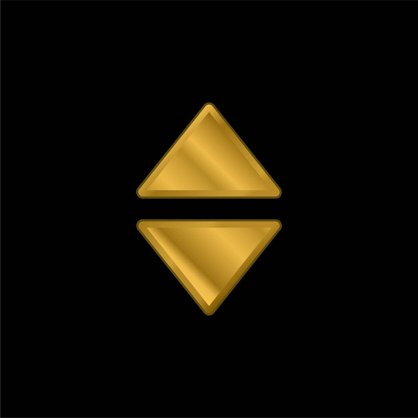 Arrows Up And Down Filled Triangles gold plated metalic icon or logo vector - Vector, Image