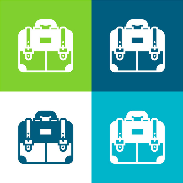 Evrak çantası Düz 4 renk minimal simgesi seti - Vektör, Görsel
