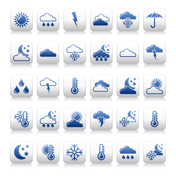 Conjunto de ícones meteorológicos - azul
 - Foto, Imagem