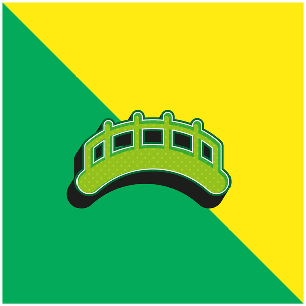 Мосты Зеленый и желтый современный 3D логотип векторной иконки - Вектор,изображение