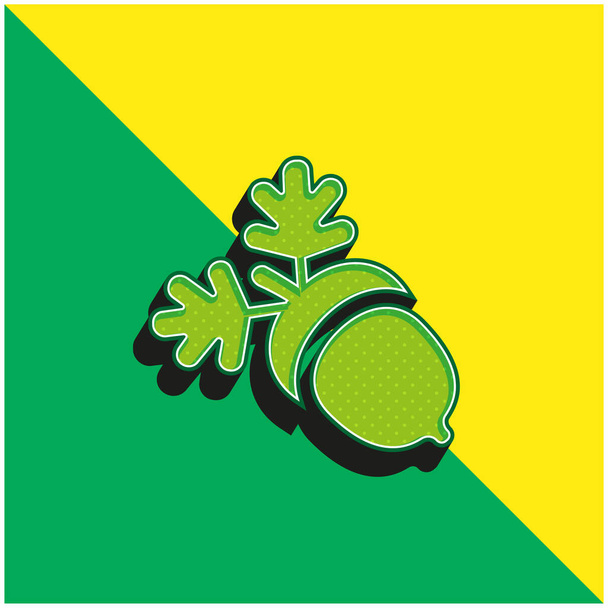 Acorn Zelená a žlutá moderní 3D vektorové logo ikony - Vektor, obrázek