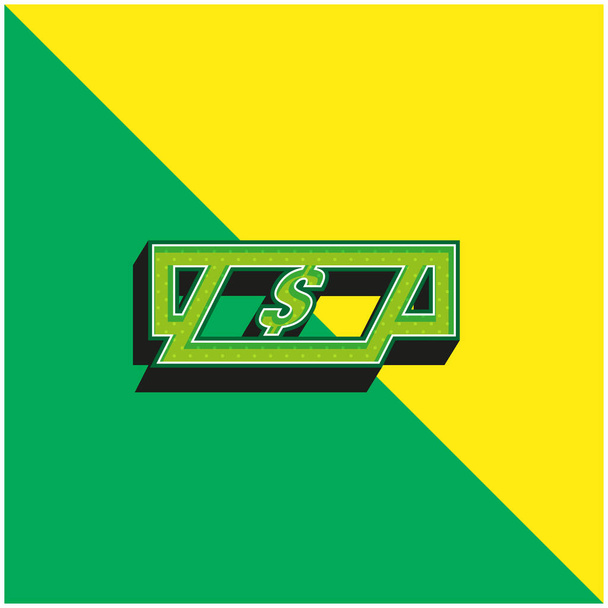 Cajero automático Efectivo Dólares Bill Verde y amarillo moderno vector 3d icono del logotipo - Vector, imagen