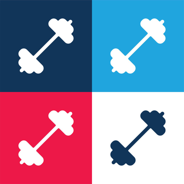 Barbell blue and red four color minimal icon set - Vector, Image
