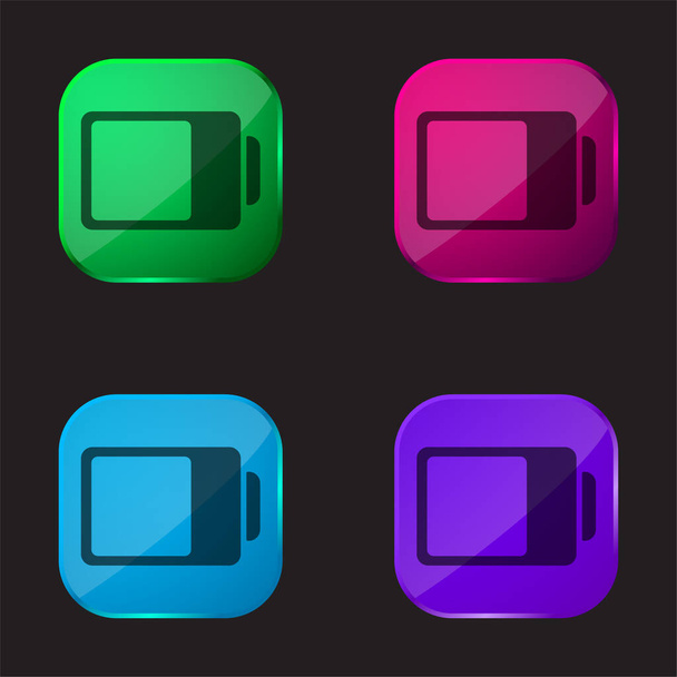 Batterij Status Interface Symbool Bijna Volledige vier kleuren glazen knop pictogram - Vector, afbeelding