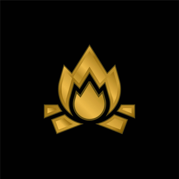 Bonfire banhado a ouro ícone metálico ou vetor logotipo - Vetor, Imagem