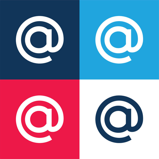 Bij Symbool blauw en rood vier kleuren minimale pictogram set - Vector, afbeelding