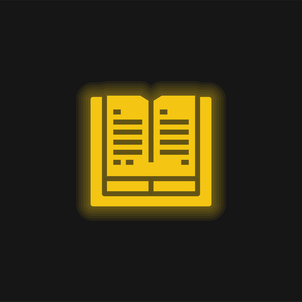 Βιβλίο κίτρινο λαμπερό νέον εικονίδιο - Διάνυσμα, εικόνα