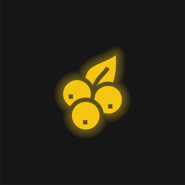 Blueberry yellow glowing neon icon - Vector, Image