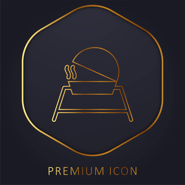 Barbecue golden line premium logo or icon - Vector, Image