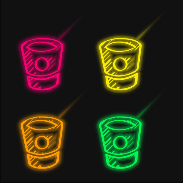 Bitbucket schizzato logo sociale Outline quattro colori incandescente icona vettoriale al neon - Vettoriali, immagini