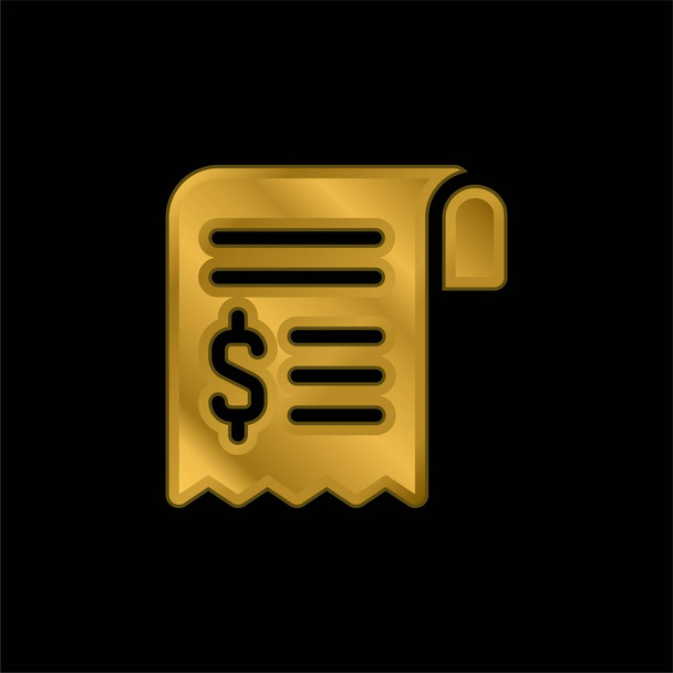 Bill chapado en oro icono metálico o vector de logotipo - Vector, Imagen