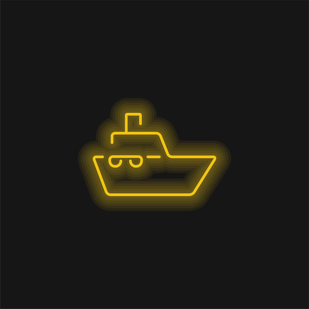 Barco Ultrathin Outline amarillo brillante icono de neón - Vector, imagen
