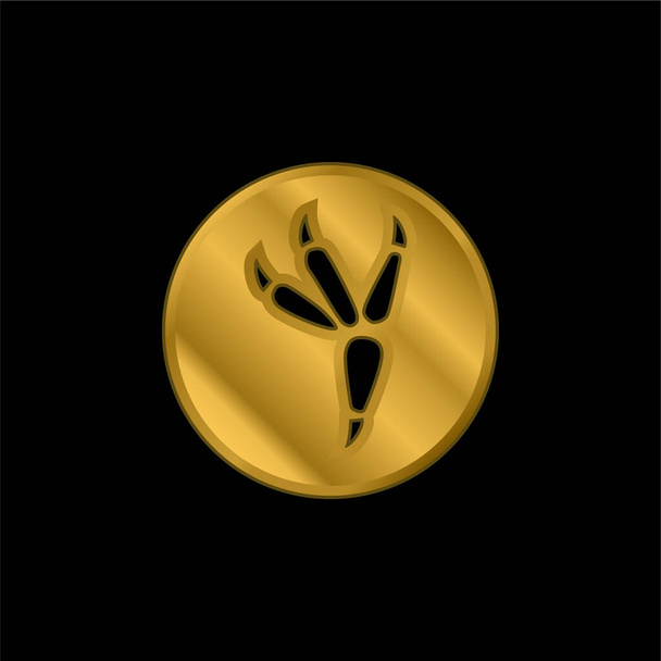 Bird Footprint On Circle gold plated metalic icon or logo vector - Vector, Image