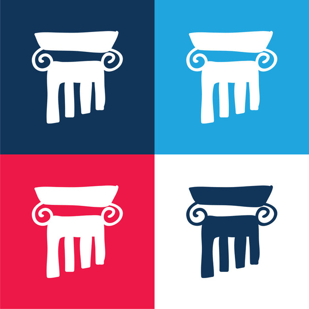 Coluna antiga azul e vermelho conjunto de ícones mínimos de quatro cores - Vetor, Imagem