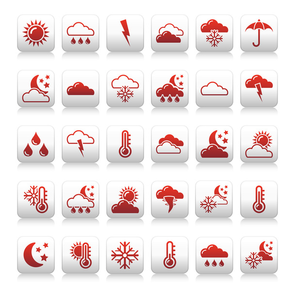 Set of weather icons - red - Photo, Image