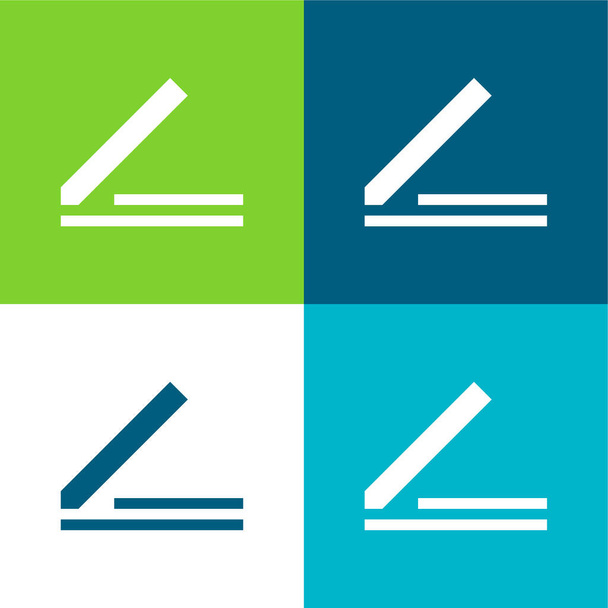 Blog Plano de quatro cores conjunto de ícones mínimos - Vetor, Imagem