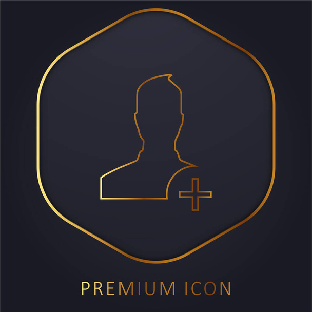 Añadir usuario a la red social línea de oro logotipo premium o icono - Vector, imagen