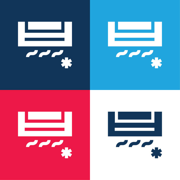 Airconditioning blauw en rood vier kleuren minimale pictogram set - Vector, afbeelding