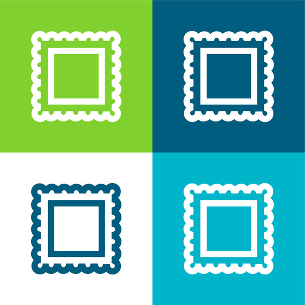 Περίγραμμα για εικόνες καρέ Επίπεδη τέσσερις χρώμα ελάχιστο σύνολο εικονιδίων - Διάνυσμα, εικόνα