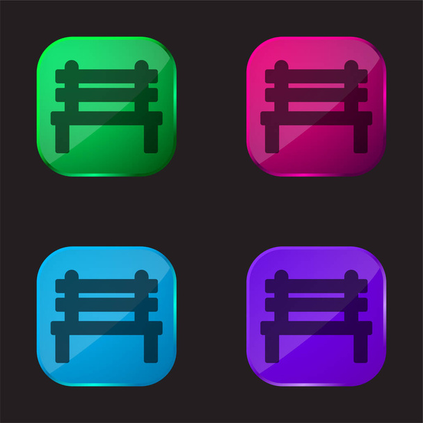 Πάγκος τέσσερις εικονίδιο κουμπί γυαλί χρώμα - Διάνυσμα, εικόνα