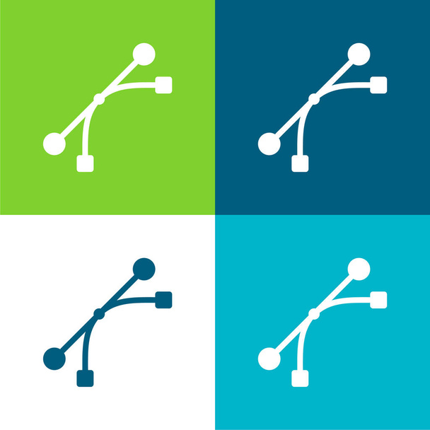 Bezier Lapos négy szín minimális ikon készlet - Vektor, kép