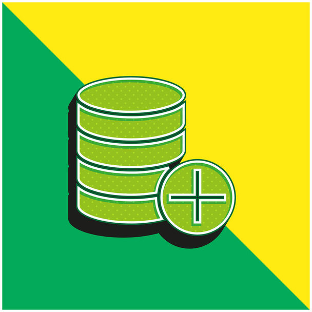 Dodaj zielone i żółte nowoczesne logo wektora 3d - Wektor, obraz