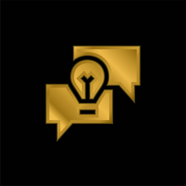 Brainstorming gold plated metalic icon or logo vector - Vector, Image