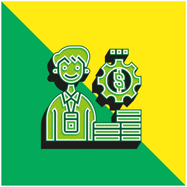 Λογιστής Πράσινο και κίτρινο σύγχρονο 3d διάνυσμα εικονίδιο λογότυπο - Διάνυσμα, εικόνα