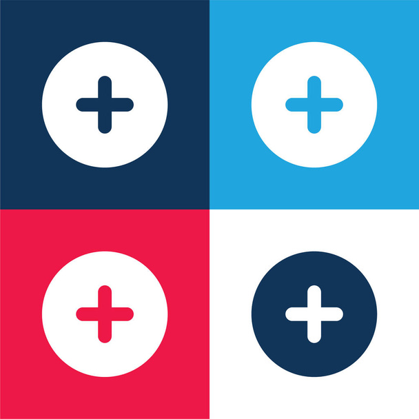 Add kék és piros négy szín minimális ikon készlet - Vektor, kép