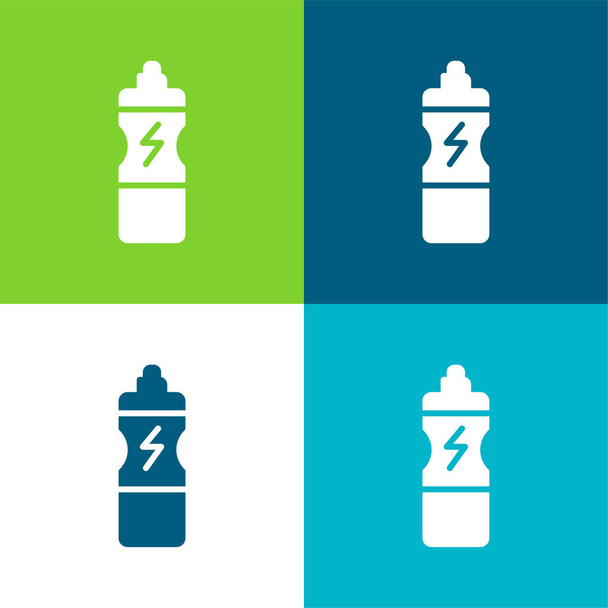 Botella plana de cuatro colores icono mínimo conjunto - Vector, Imagen
