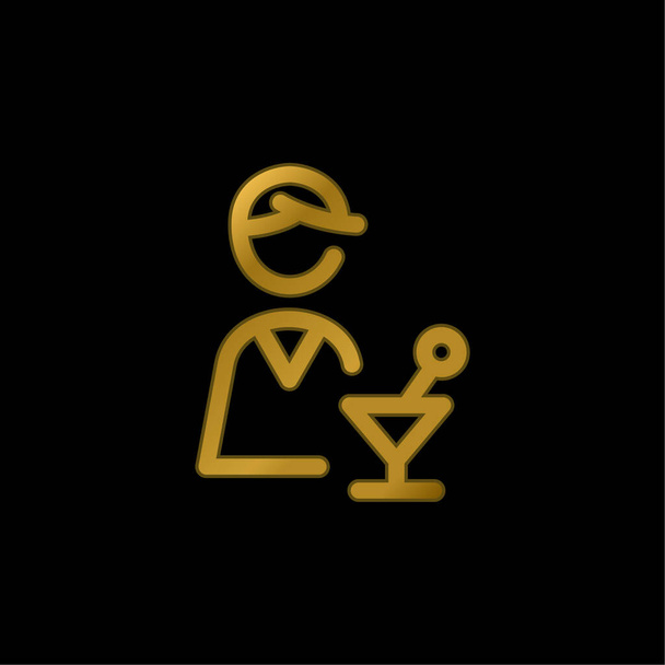 Позолоченная икона бармена или вектор логотипа - Вектор,изображение