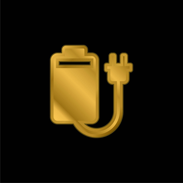 Battery gold plated metalic icon or logo vector - Vector, Image