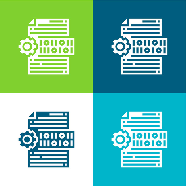 Bináris kód Lapos négy szín minimális ikon készlet - Vektor, kép